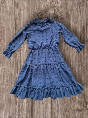 Girls Ava + Yelly Navy Dot Dress Size Medium 10